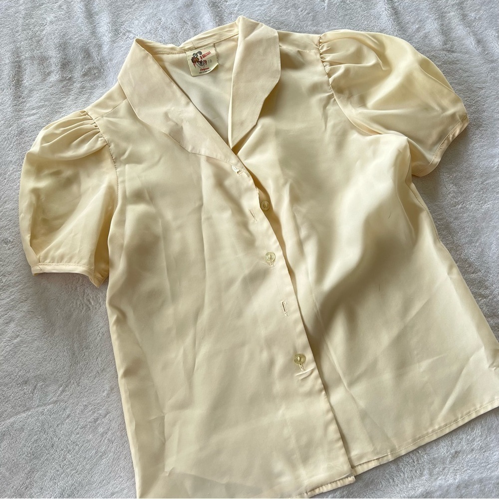 Vintage Q-Suzana Puff Sleeve Crop Blouse